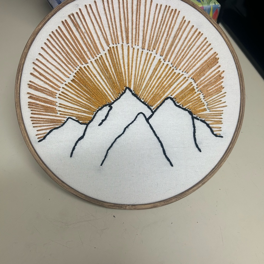Sunrise Mountain Embroidery Art